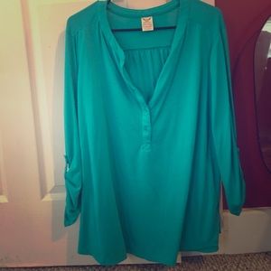 Teal faded glory mid length blouse
