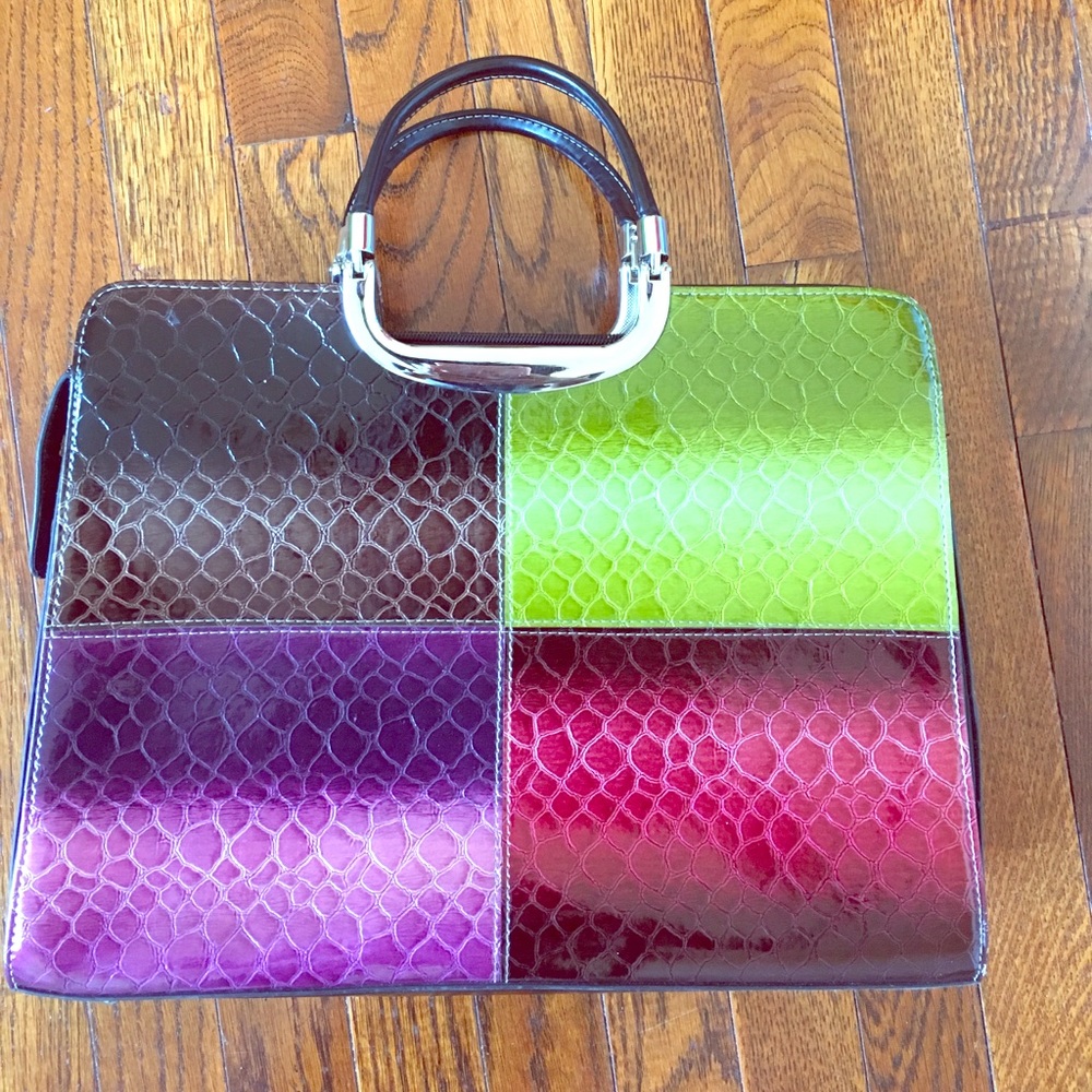 Color block imitation reptile tote