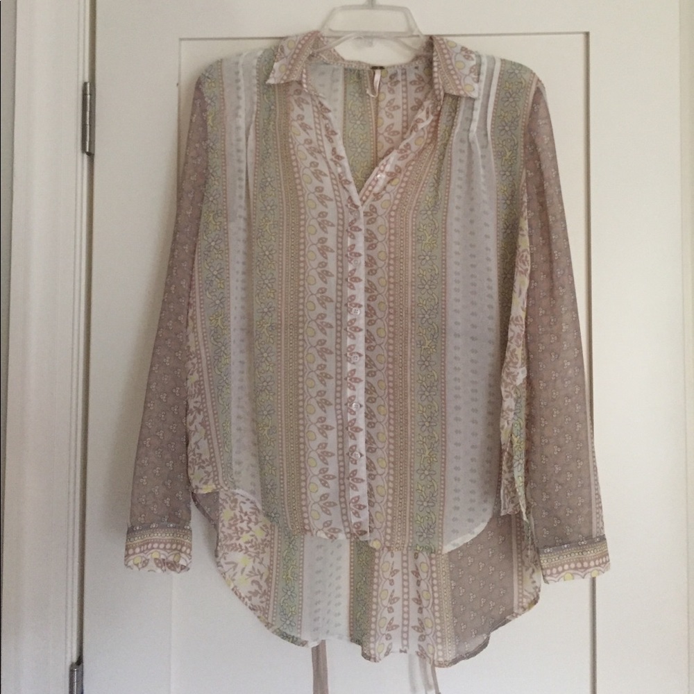 Free People Sheer Button Up
