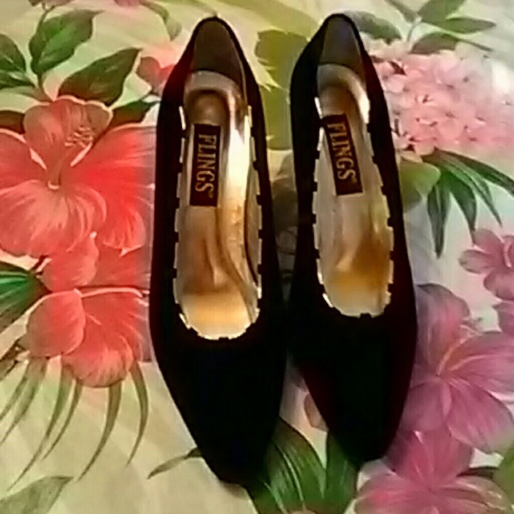 Flings Black Heels Shoes