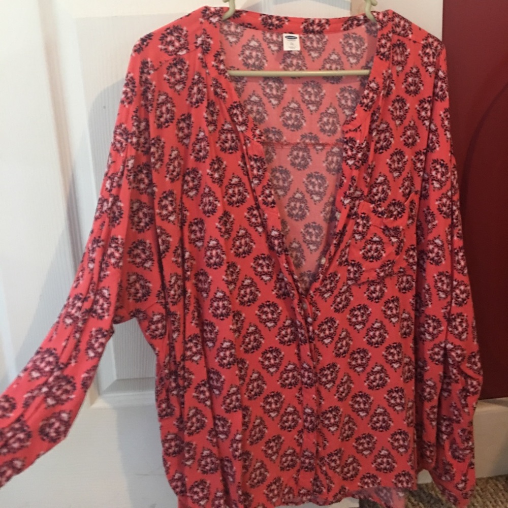 Pink long sleeve floral print Old navy button down