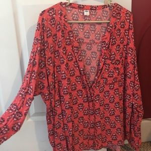 Pink long sleeve floral print Old navy button down