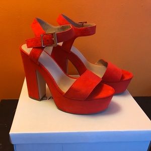 Orange platform heels