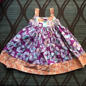 Handmade Flower Dress - orange and purple