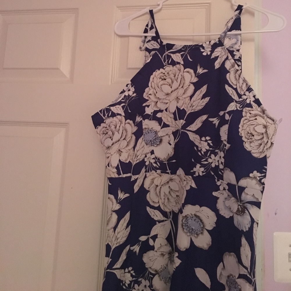 NWOT dark blue floral maxi dress