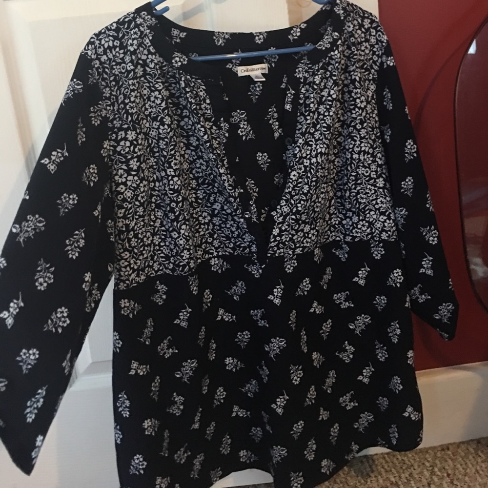 Navy blue mid length blouse