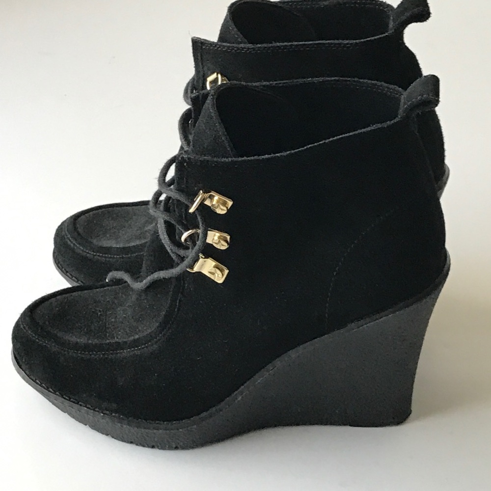 C Wonder suede wedge boots with gold embellish.