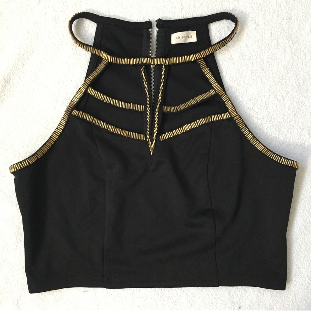 Gorgeous Top - Like New In Style Black Gold Shirt