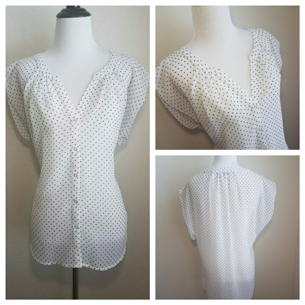 *Final* Sheer Polka Dot Button Down Blouse