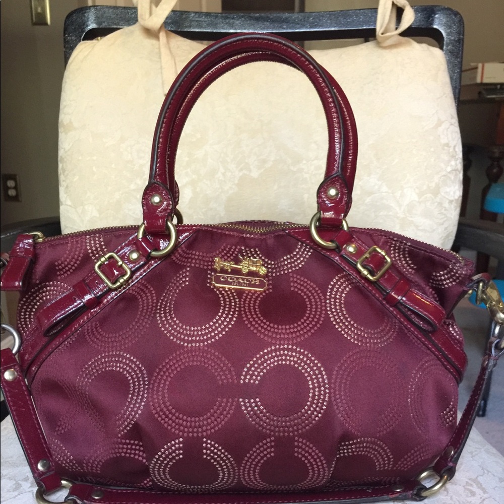 **SOLD** COACH cranberry dotted c handbag purse