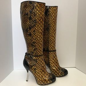 Giuseppe Zanotti Snakeprint Patent Leather Boots
