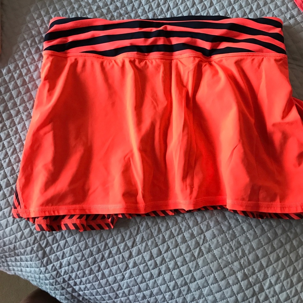 Lululemon exercise skirt-orange & navy. Sz 8