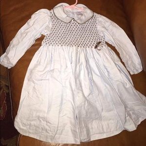 Friedknit Creations toddler blue and brown dress