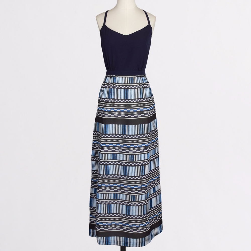 J.Crew Navy Maxi with Printed Skirt
