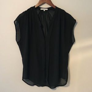 Red Haute Black Sheer Short Sleeve Blouse