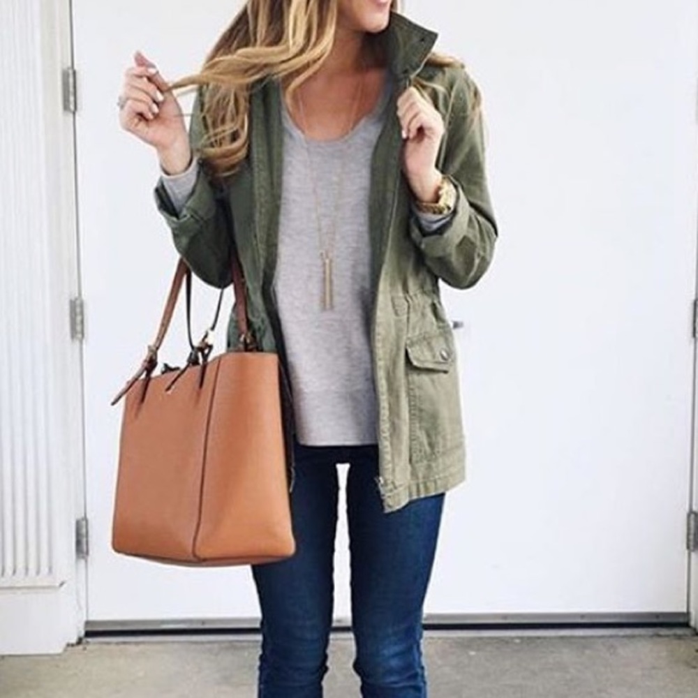 Army Green hooded Utility Jacket