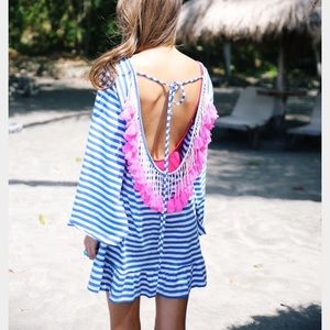 Striped tassel coverup XS