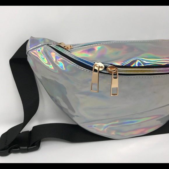 Fanny Pack Polyurethane Mini Bag w Rainbow Shine - Picture 2 of 8