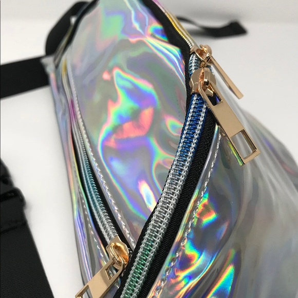 Fanny Pack Polyurethane Mini Bag w Rainbow Shine - Picture 4 of 8
