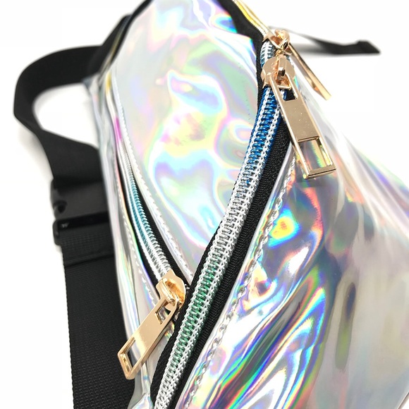 Fanny Pack Polyurethane Mini Bag w Rainbow Shine - Picture 5 of 8