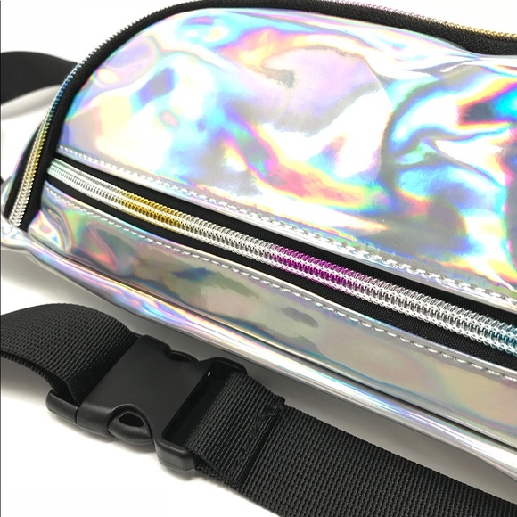 Fanny Pack Polyurethane Mini Bag w Rainbow Shine - Picture 6 of 8