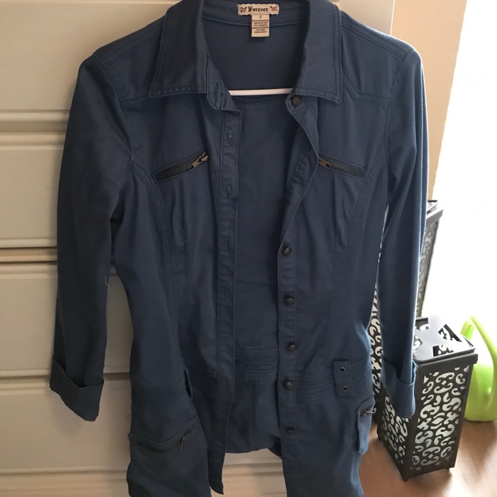 Forever 21 blue utility jacket