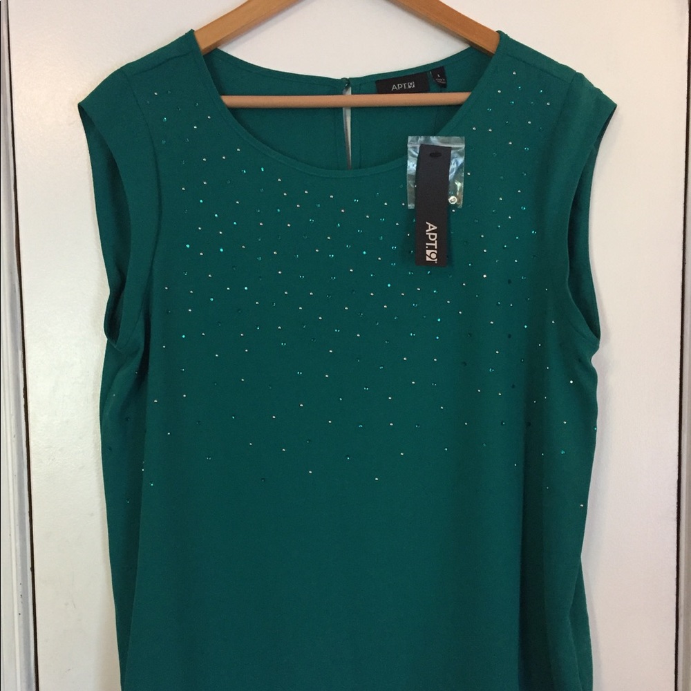 NWT Teal Jeweled Apt 9 Top