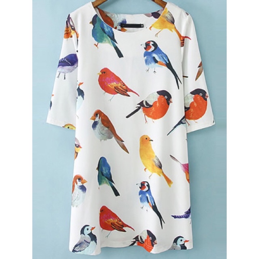 Brand NEW Bird printed shift dress S