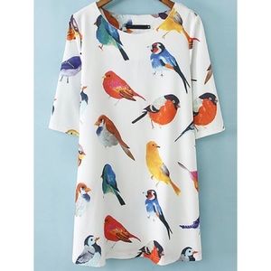 Brand NEW Bird printed shift dress S