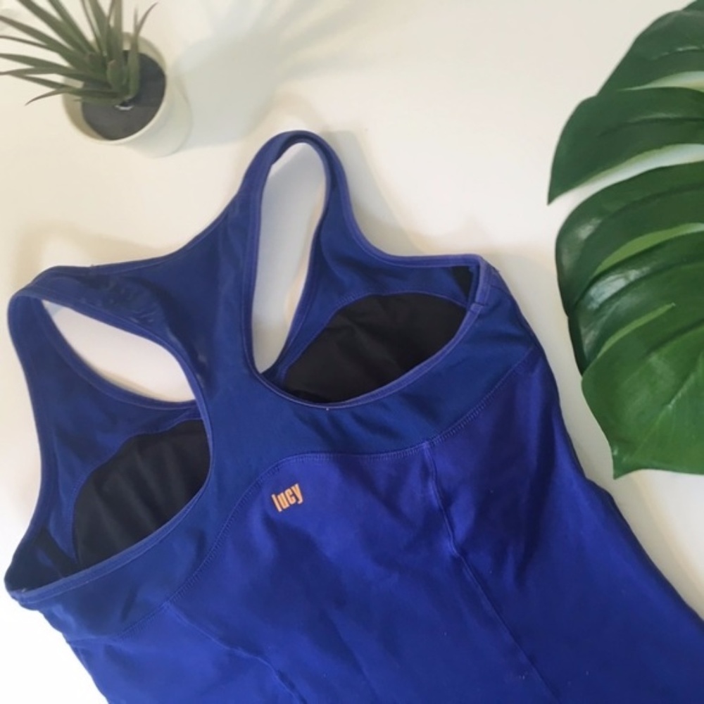 Lucy Royal Blue Workout Tank with Built In Bra