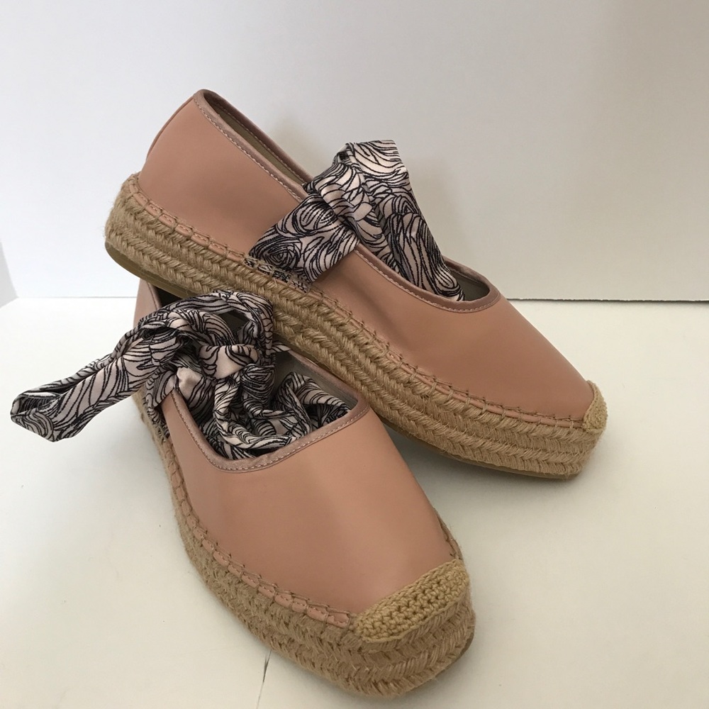 Zara Lace Up Platform Espadrilles Flats sz 39