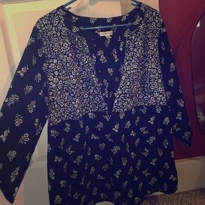 Navy Blue Mid Length Sleeve Blouse