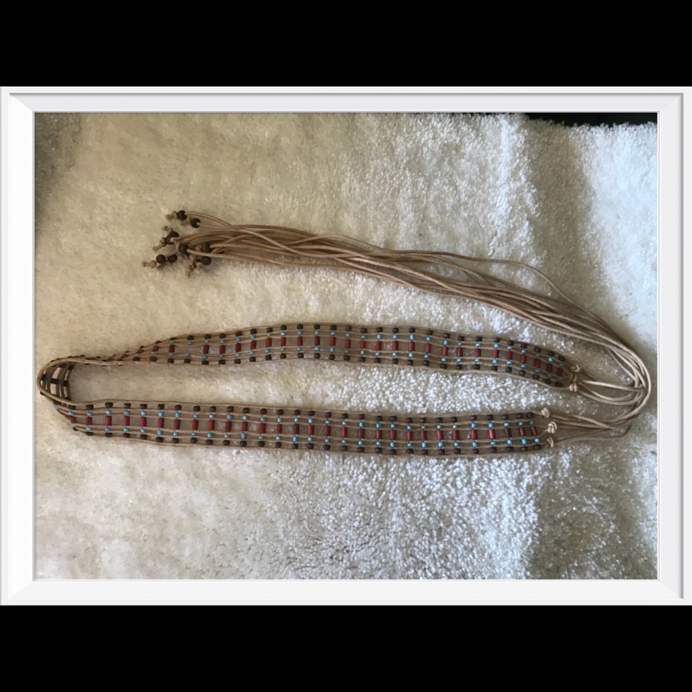 VIntage BOHO Wooden & Beaded Belt FIRM