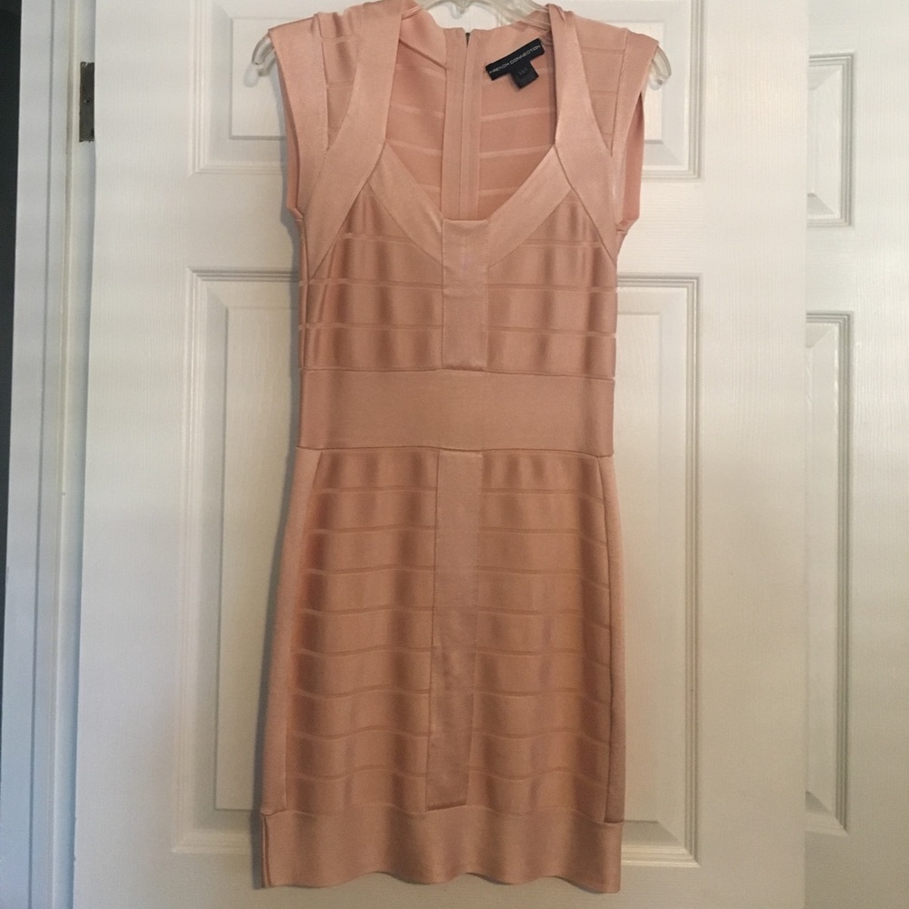 French Connection pale pink body con dress. Size 6
