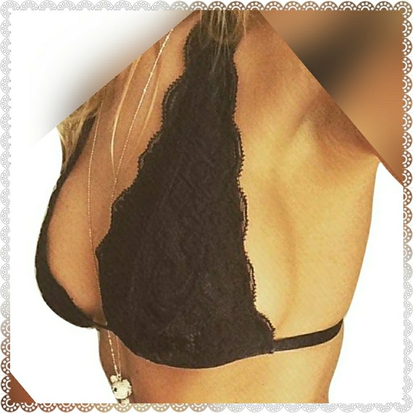 🆕 Lace Halter Bralette Crop Top- Black - Picture 4 of 6