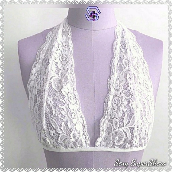 🆕 Lace Halter Bralette Crop Top- Black - Picture 5 of 6