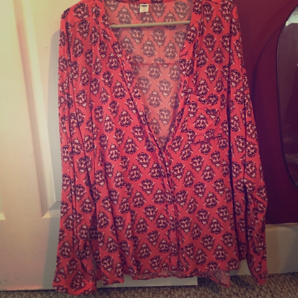 Pink Floral Button Up Blouse