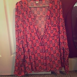 Pink Floral Button Up Blouse