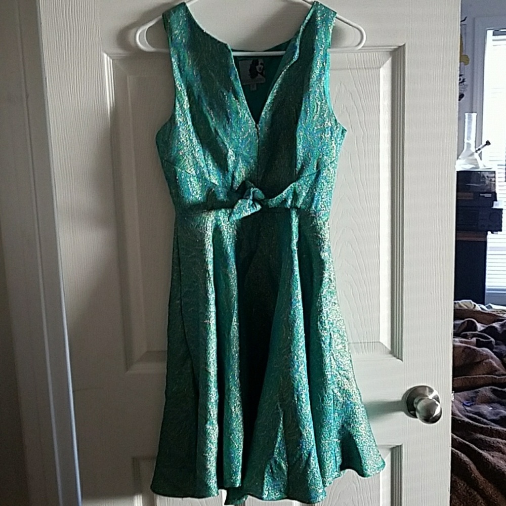 Blue Green Retro Dress - Picture 3 of 4