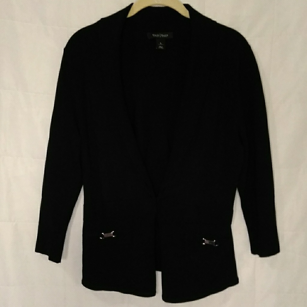 SALE! WHBM Large Sweater Cardigan Black 3/4 Sleeve