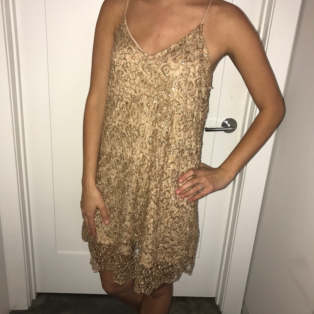 Gold sequin dress