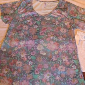 LuLaRoe Classic T Flowered Rose Gray Shirt