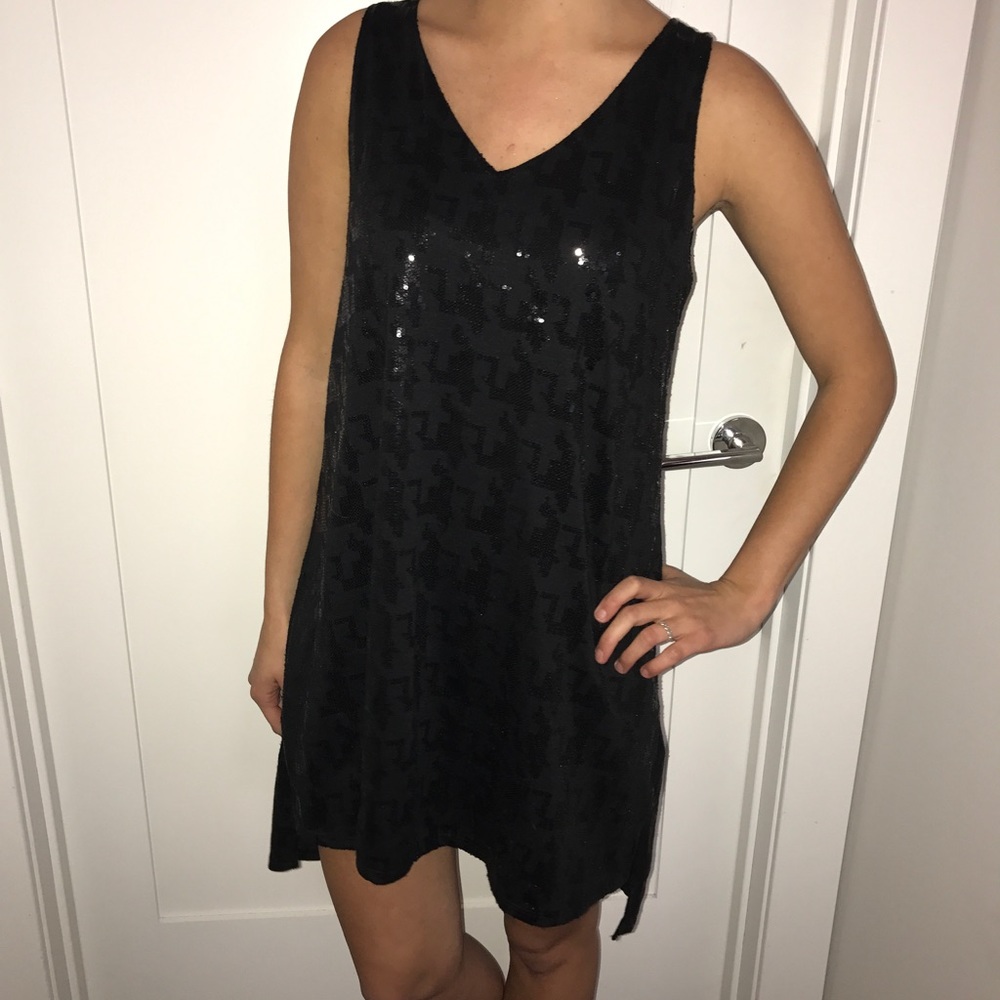 Black sequin shift dress