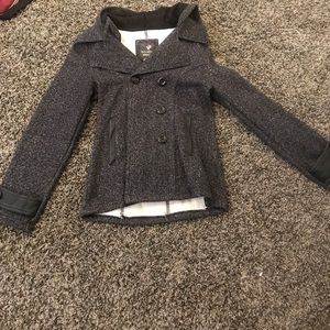 Full Tilt leather trim pea coat