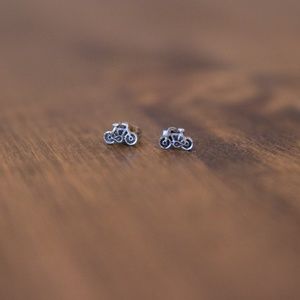 Tiny Bicycle Stud Earrings