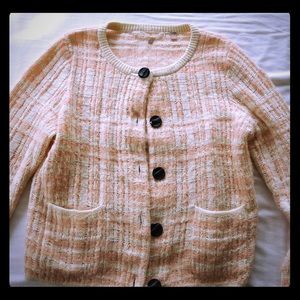 Pink and cream button-up cardigan