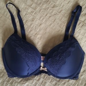 Navy Blue Lace Victoria's Secret Push Up Bra 32DD