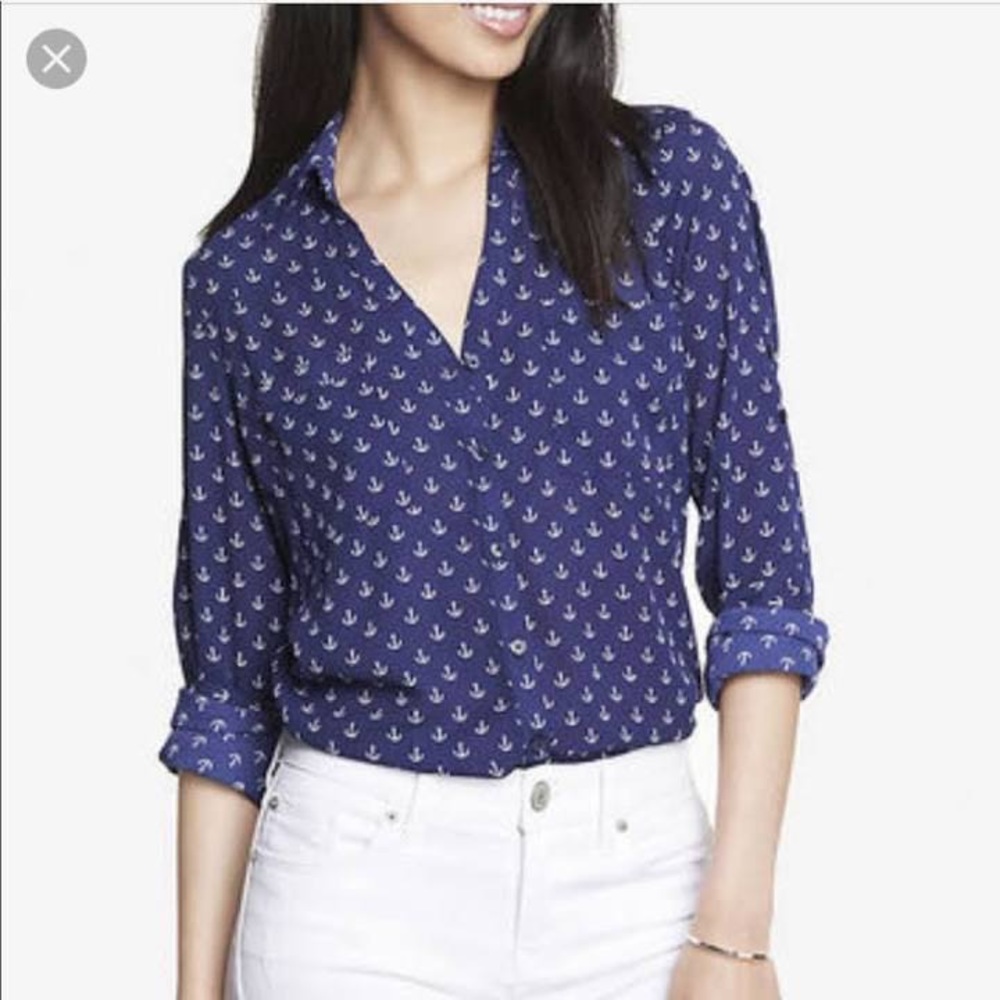 Express Portofino anchor shirt in navy