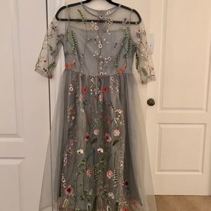 Boohoo Mesh Floral Midi Dress