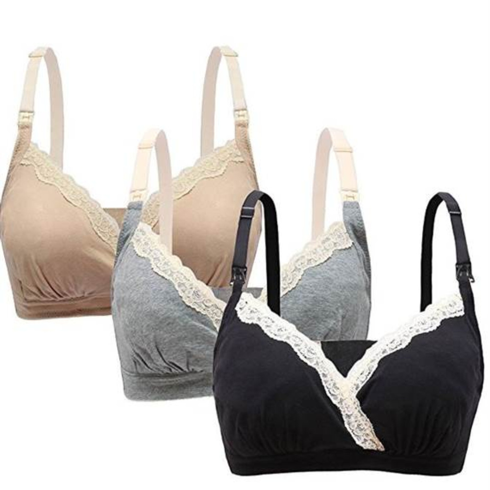 Womens Lace Maternity Nursing Bra Three Pack